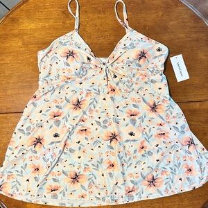 4xl one piece bathing suit with dress like over lay.
